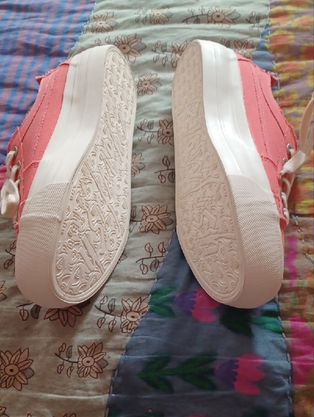 Blowfish Coral Pink Embroidered Platform Sneakers - Picture 4 of 5